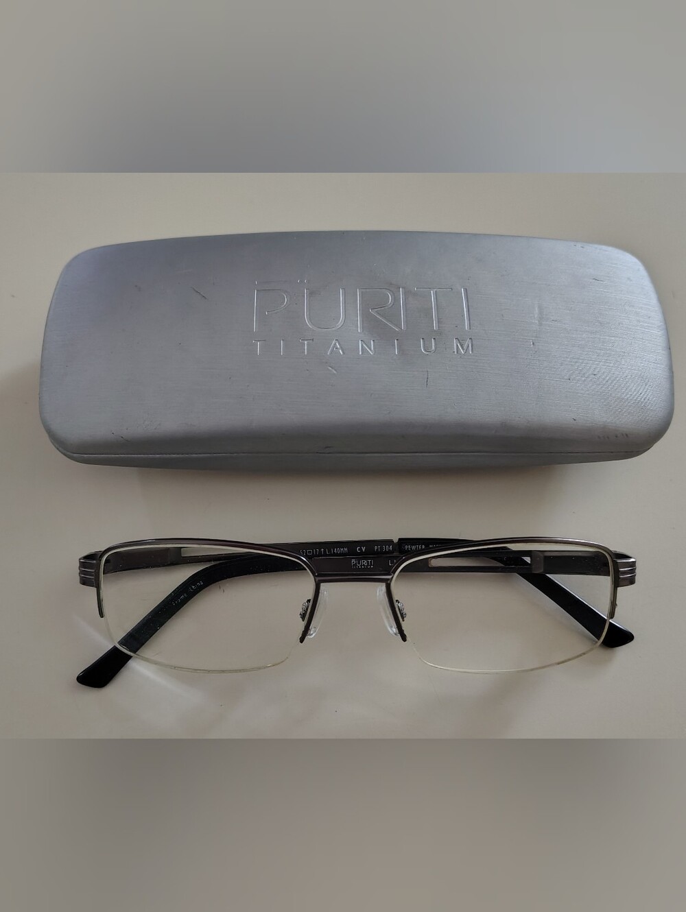 Puriti Titanium L1440 MM CVPT 304 Pewter Matte Eyeglasses With Clamshell Case